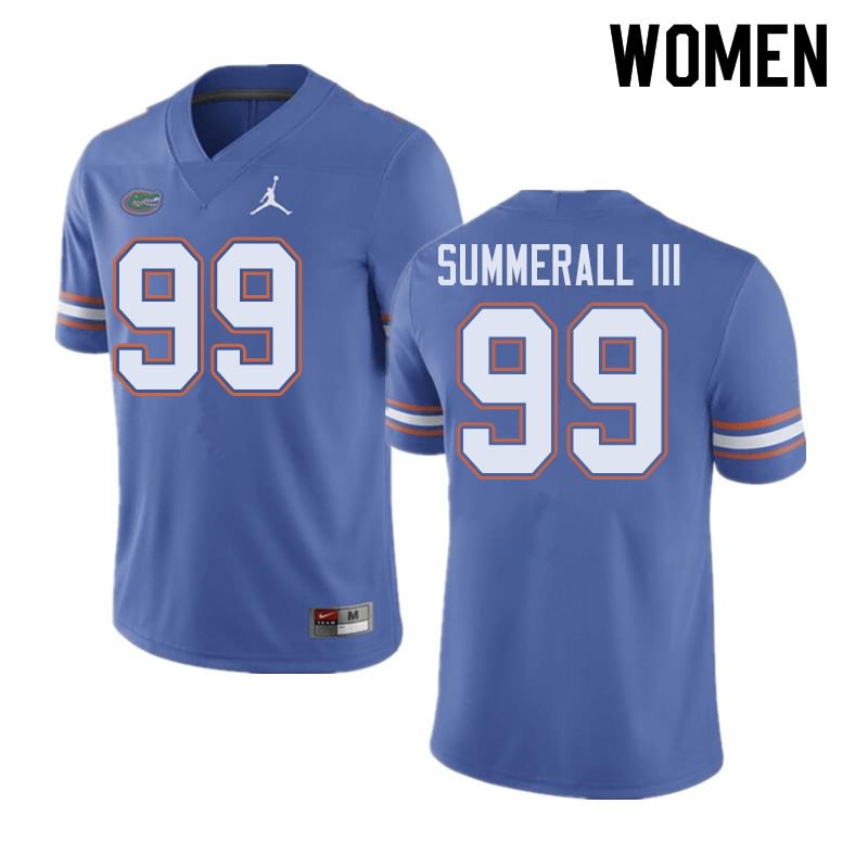 NCAA Florida Gators Lloyd Summerall III Women's #99 Jordan Brand Blue Stitched Authentic College Football Jersey LWQ4664JG